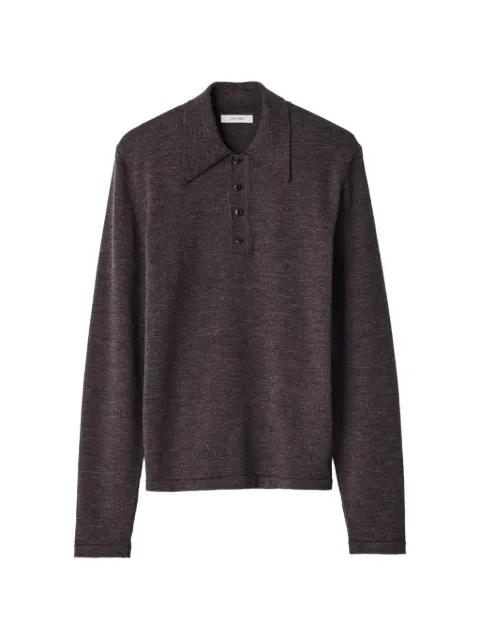 LEMAIRE long-sleeve polo in fine mouliné merino wool