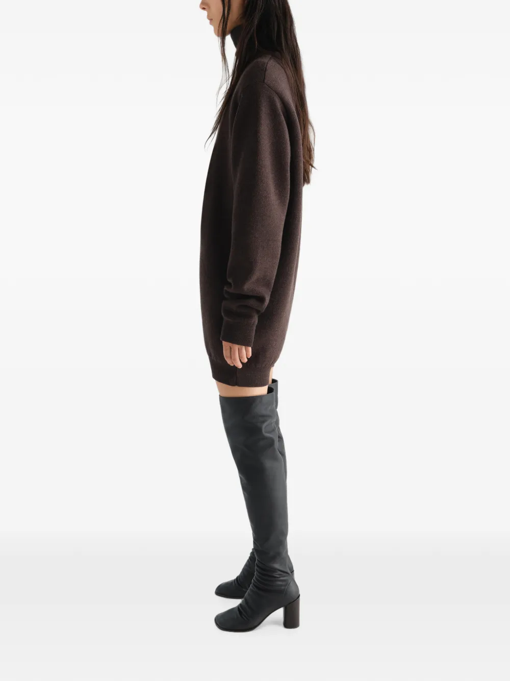 LEMAIRE Ruimvallende jumpsuit van vilten merinowol Bruin