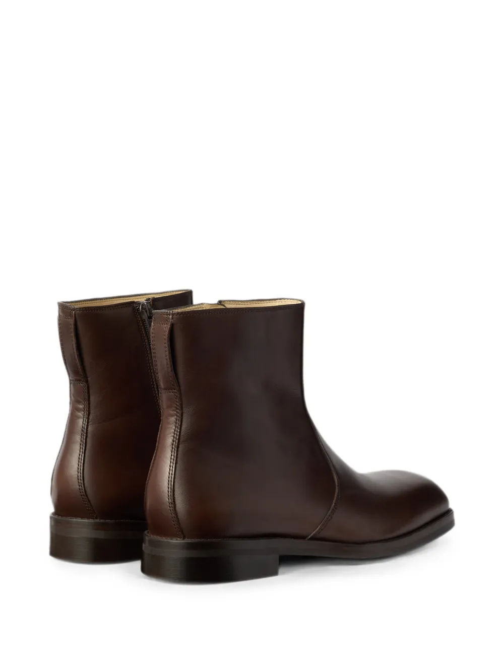 LEMAIRE zipped ankle boots in shiny leather Bruin