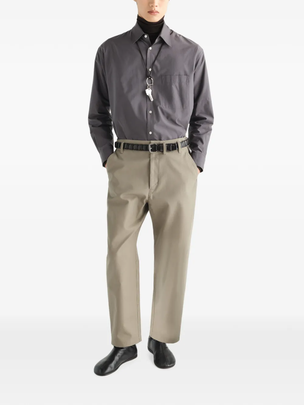 LEMAIRE Twill broek met toelopende pijpen en katoenen details Beige