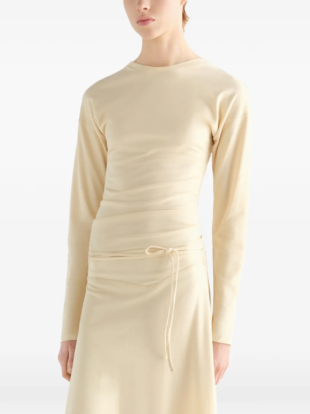 LEMAIRE Zijden jersey crêpe jurk met lange mouwen Beige