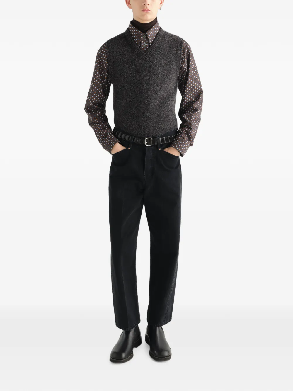 LEMAIRE Straight denim broek met vijf zakken en verwassen effect Zwart