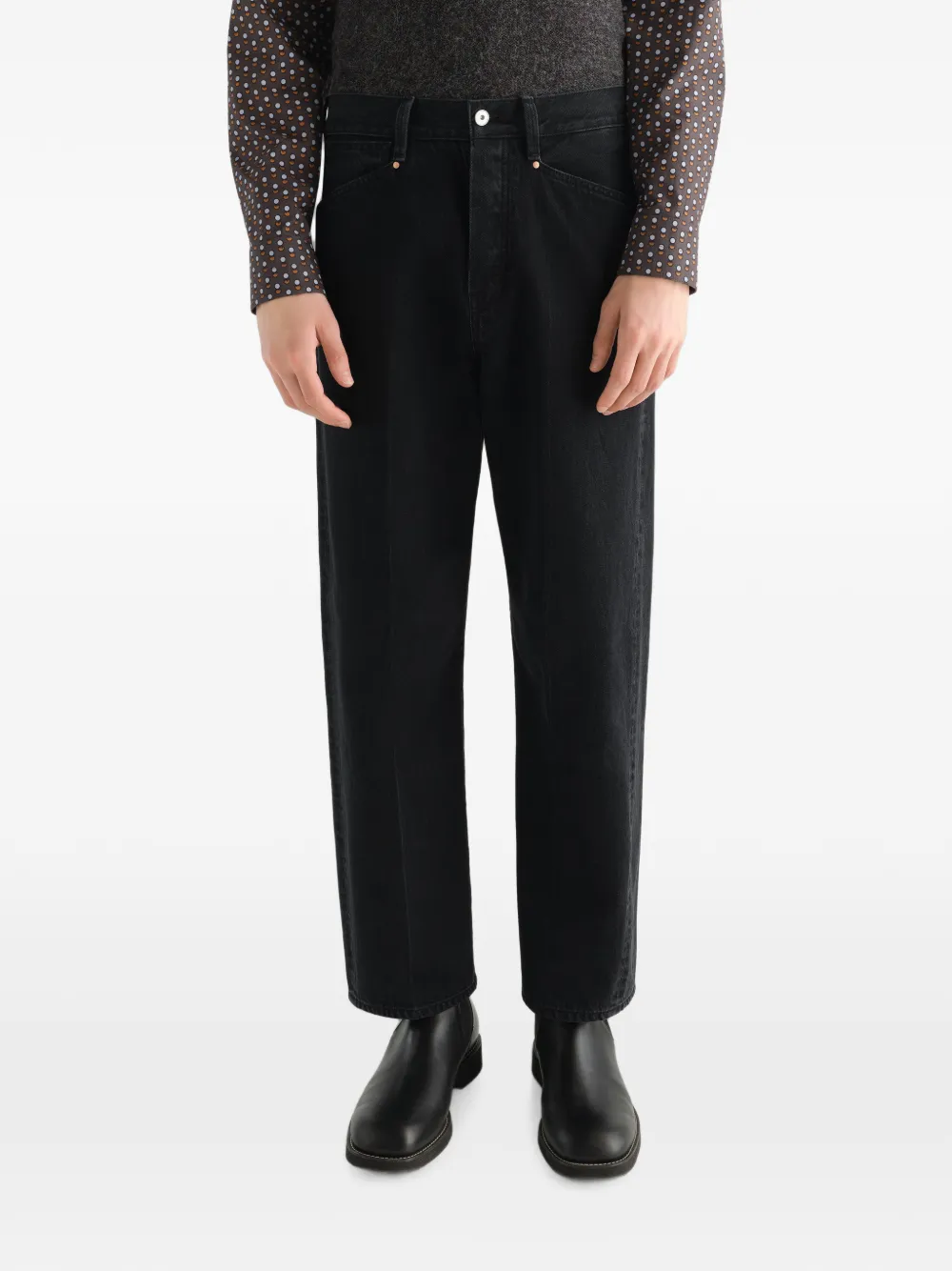 LEMAIRE Straight denim broek met vijf zakken en verwassen effect Zwart