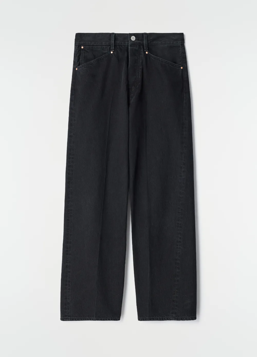 LEMAIRE Straight denim broek met vijf zakken en verwassen effect Zwart
