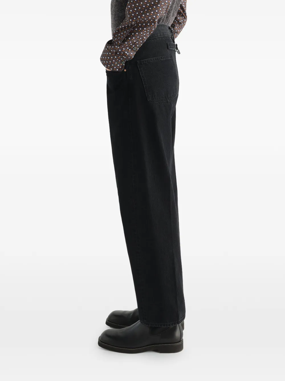LEMAIRE Straight denim broek met vijf zakken en verwassen effect Zwart