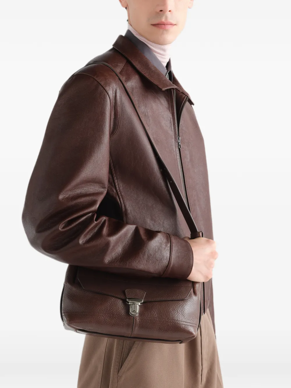 LEMAIRE Kleine Gear leren tas Bruin