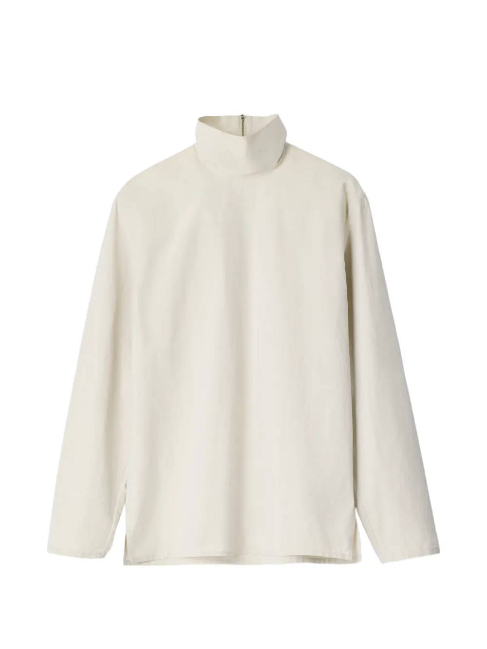 LEMAIRE stand-collar top in light cotton chambray - White