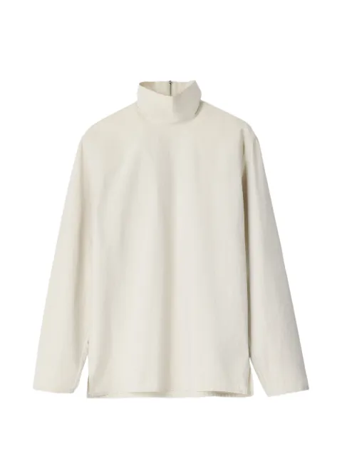 LEMAIRE stand-collar top in light cotton chambray