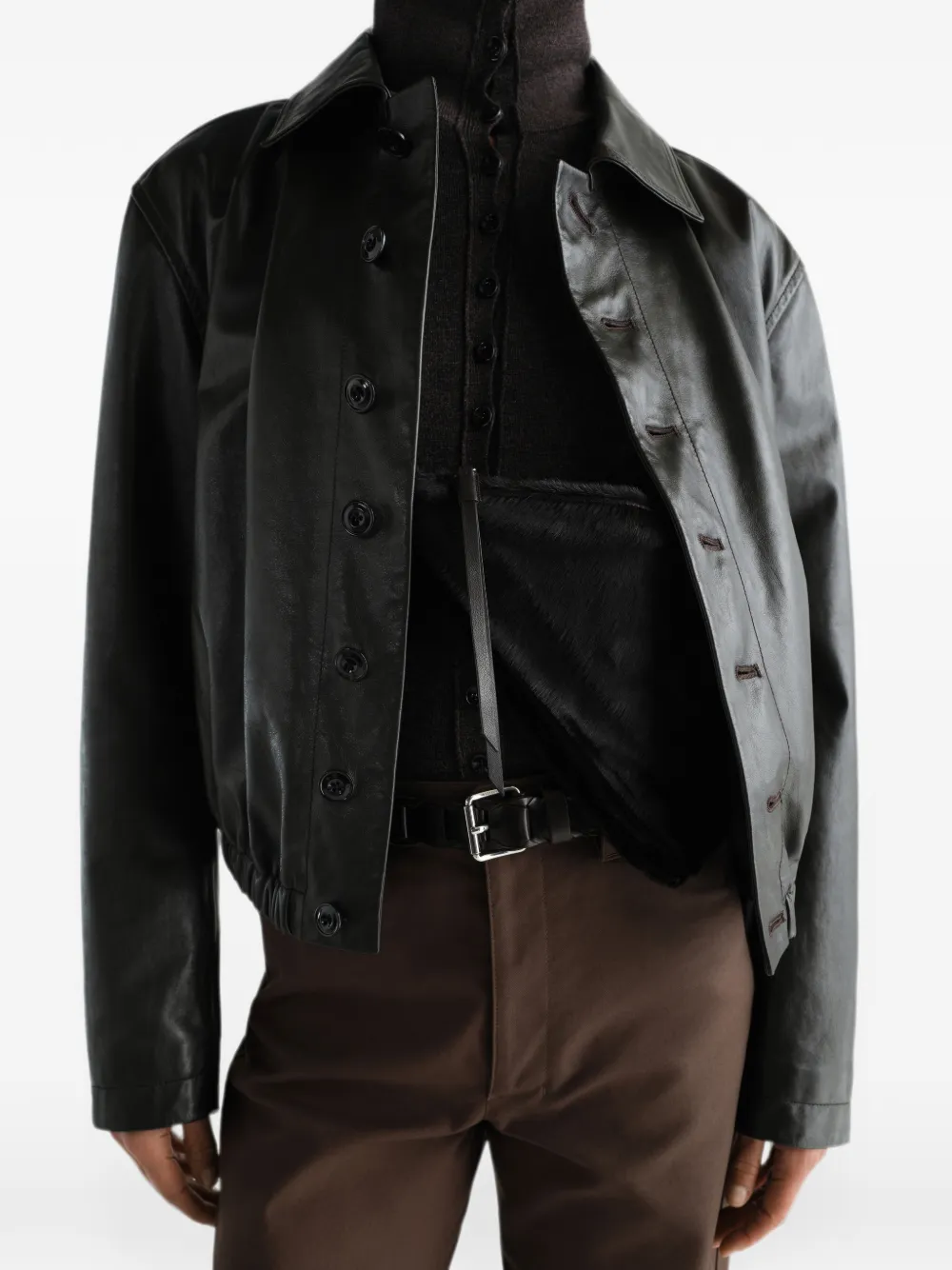 LEMAIRE Pocket Scarf leren tas Zwart