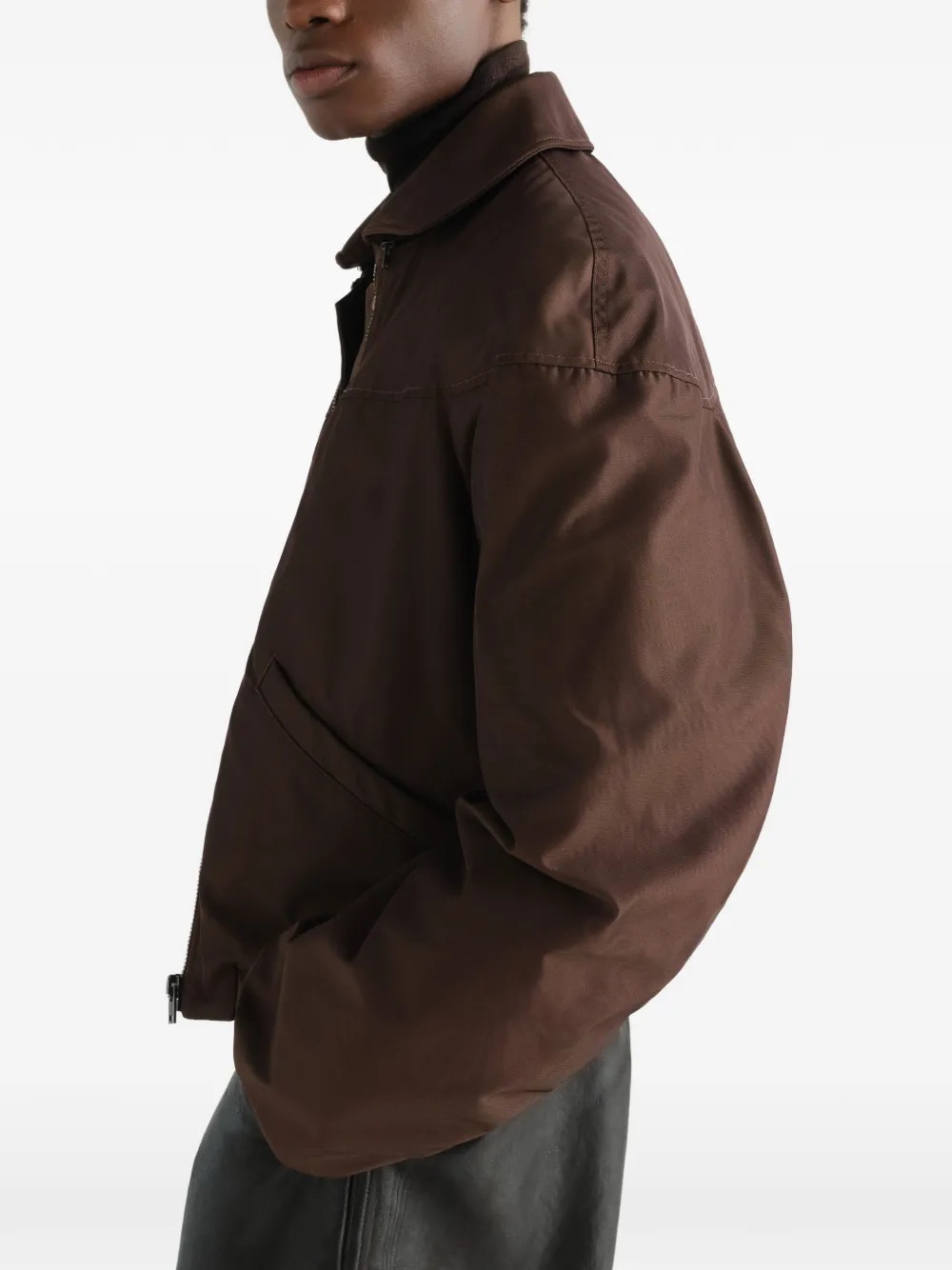 LEMAIRE quilted blouson in water-repellent canvas Bruin