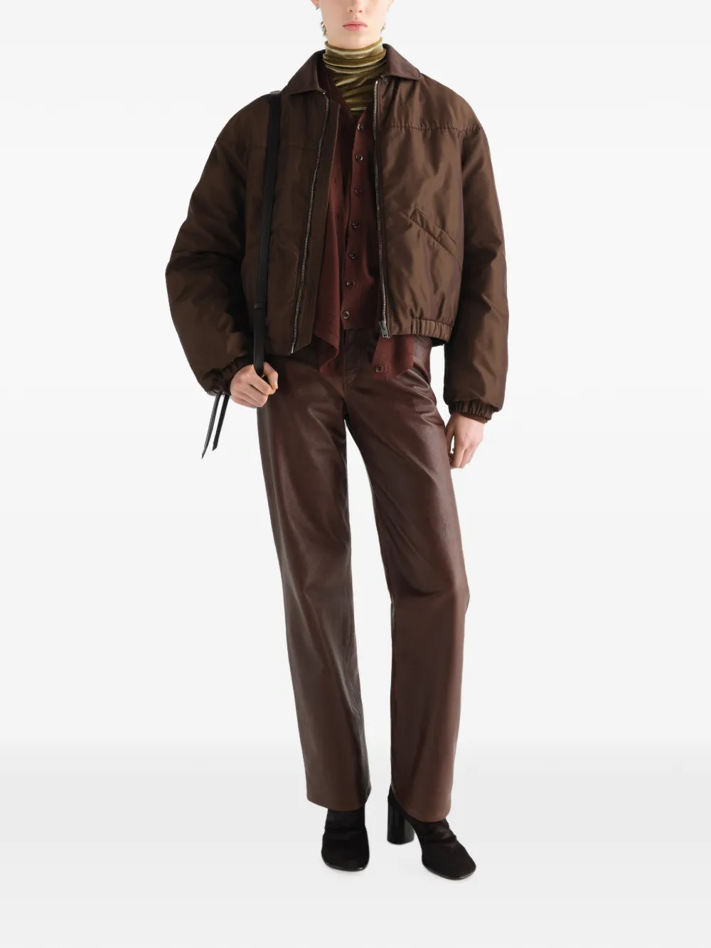 LEMAIRE quilted blouson in water-repellent canvas Bruin