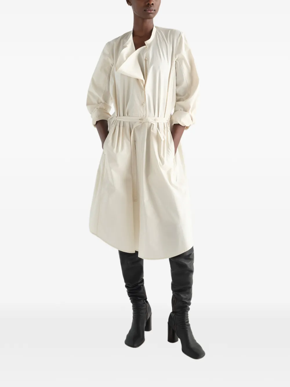 LEMAIRE Sailor jurk van verwassen katoenen en zijden blend Beige