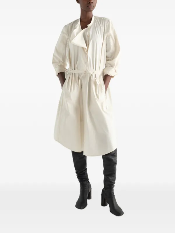 Lemaire Sailor Dress in Washed Cotton and Silk Blend in Neutrals