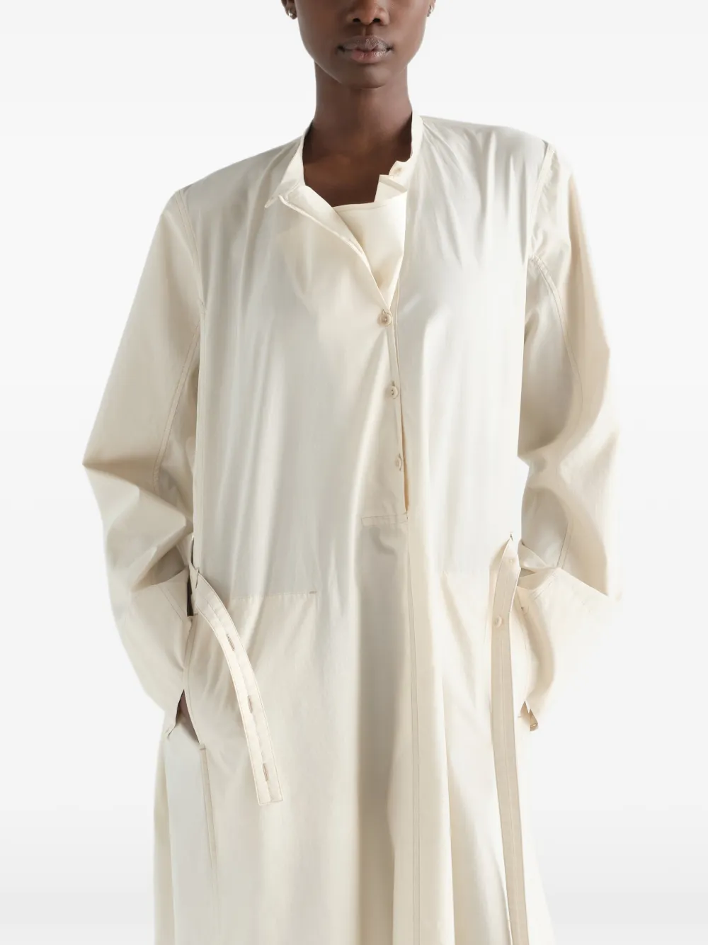 LEMAIRE Sailor jurk van verwassen katoenen en zijden blend Beige
