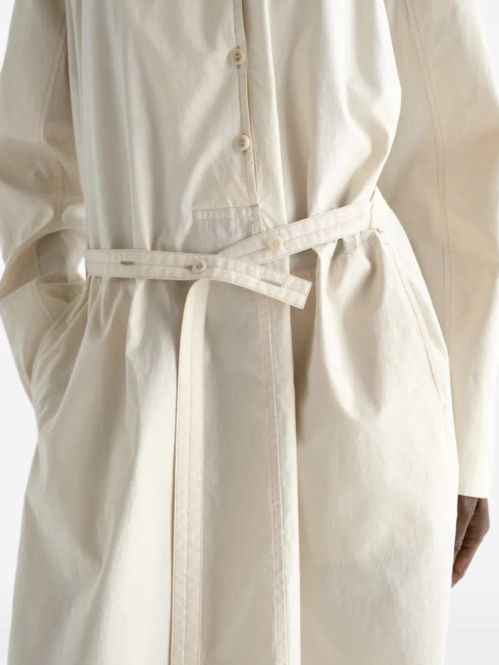 LEMAIRE Sailor jurk van verwassen katoenen en zijden blend Beige