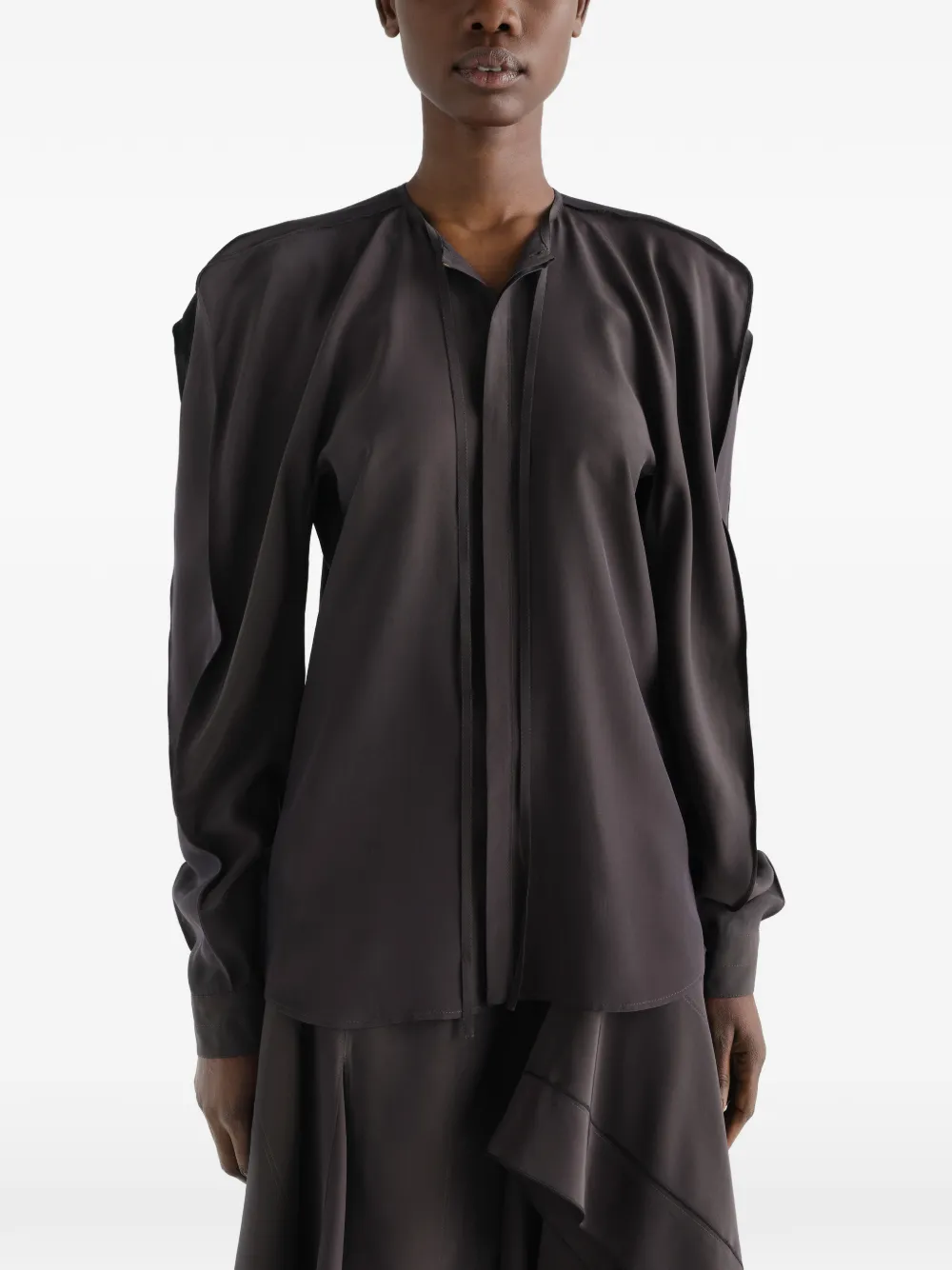 LEMAIRE Gelaagde blouse van zijde en viscose Bruin