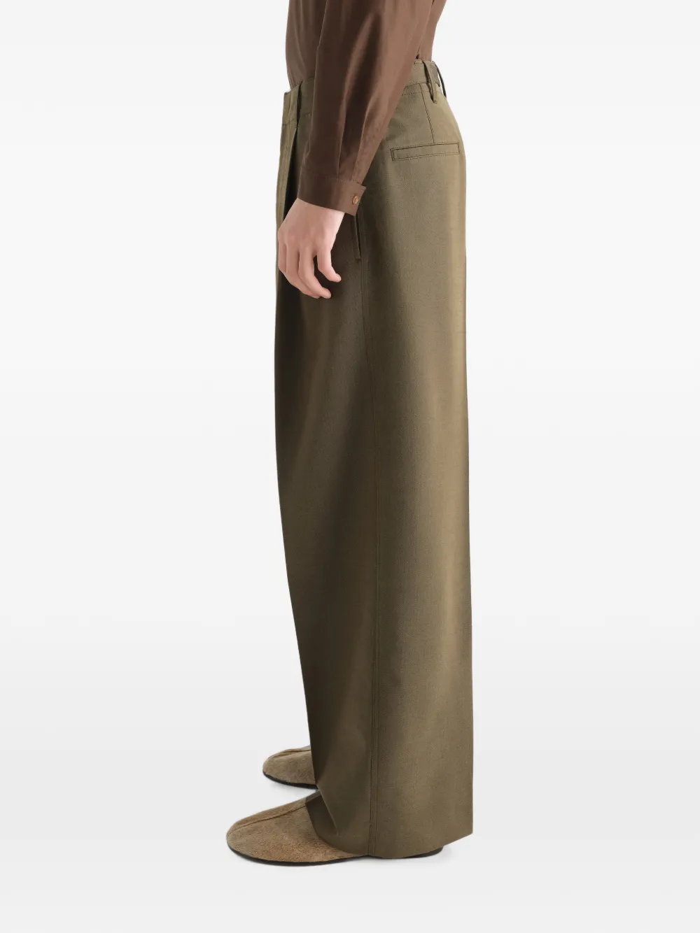 LEMAIRE Pantalon van wol en mohair met plooien Bruin