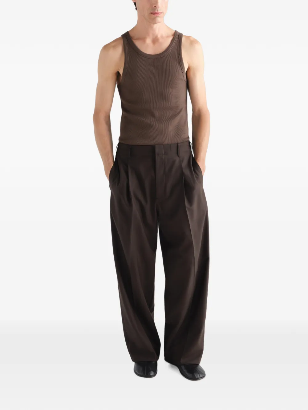 LEMAIRE tanktop van geribbeld jersey Bruin