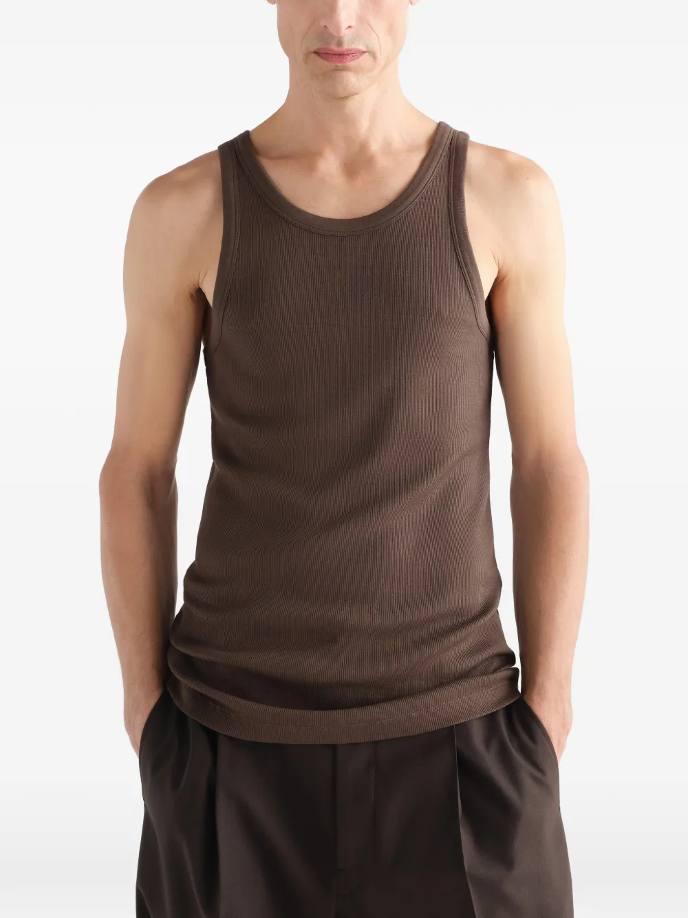 LEMAIRE tanktop van geribbeld jersey Bruin