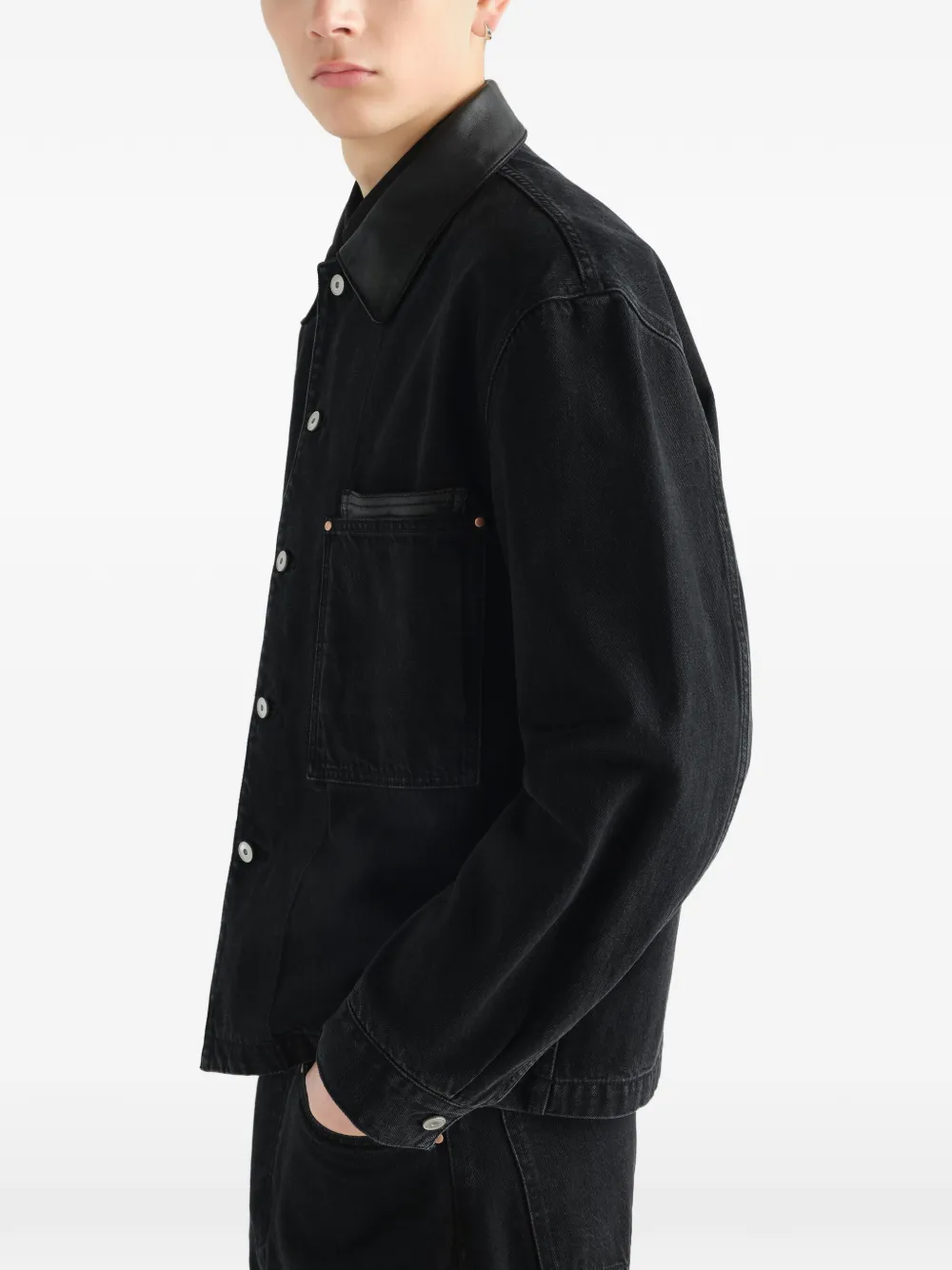 LEMAIRE Workwear shirtjack van selvedge denim Zwart
