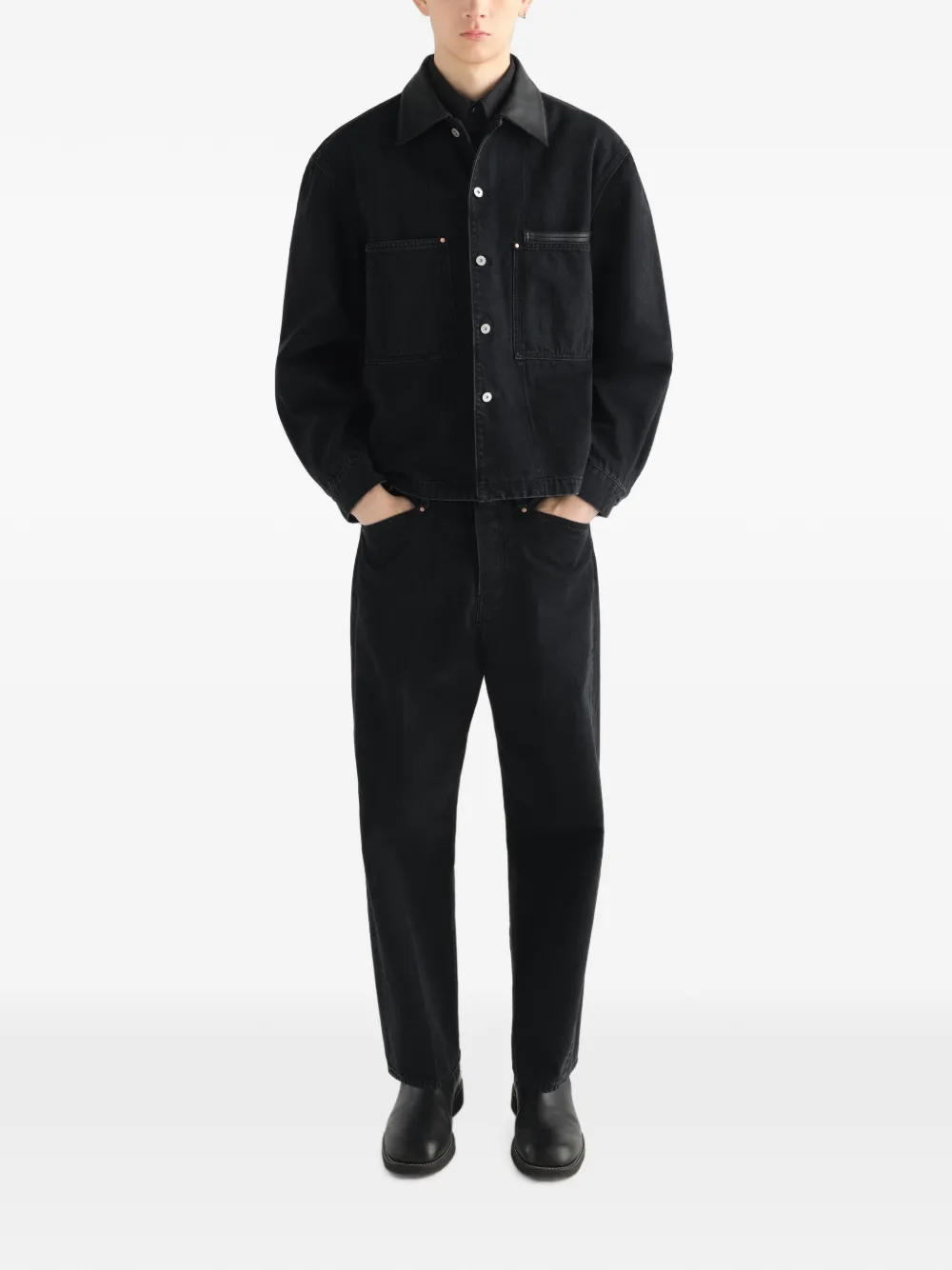 LEMAIRE Workwear shirtjack van selvedge denim Zwart