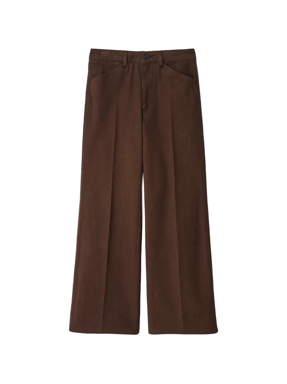 LEMAIRE flared five-pocket pants in heavy garment-dyed broken twill - Brown