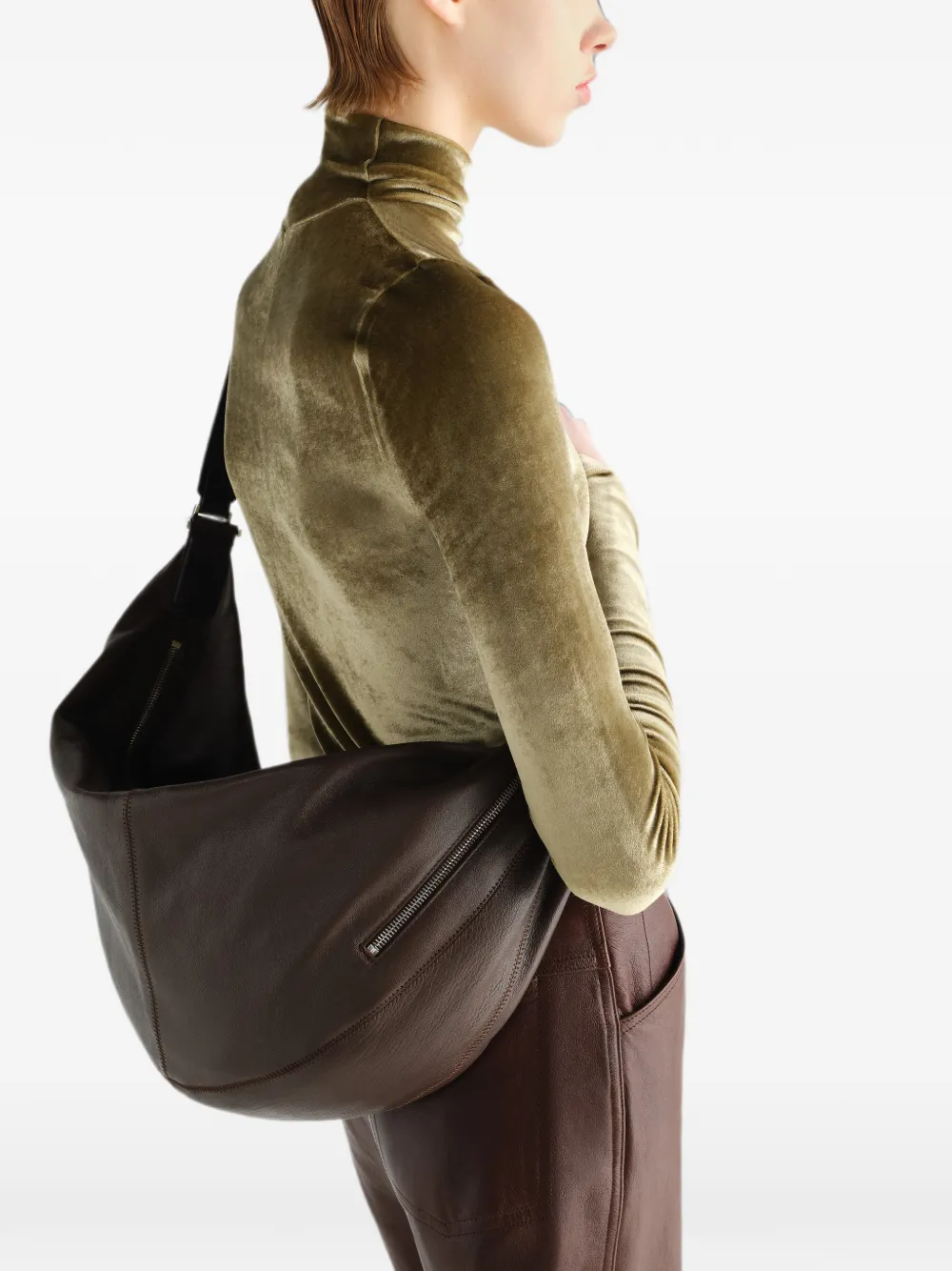 LEMAIRE Quiver Clip leren tas Bruin