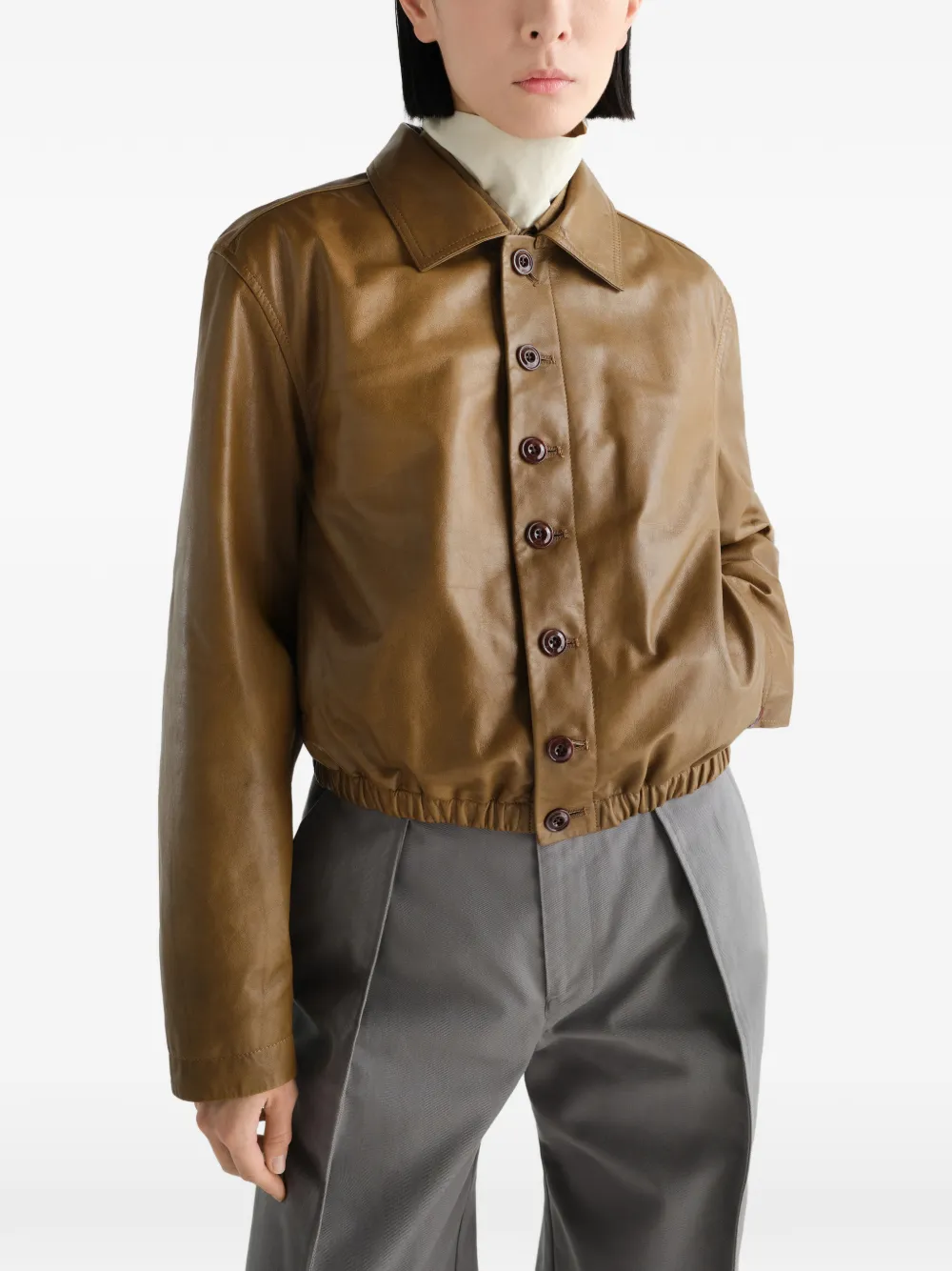 LEMAIRE Soft Leather Blouson in Brown, view 3