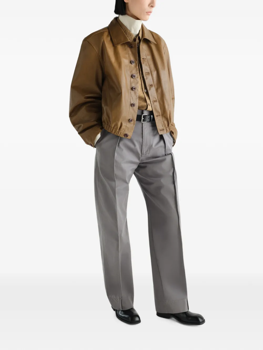 LEMAIRE Soft Leather Blouson in Brown, view 2