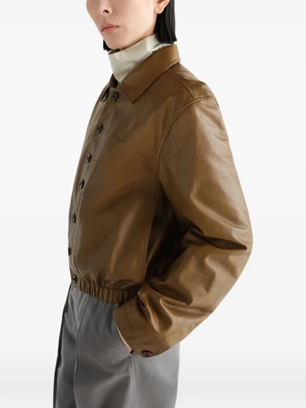 LEMAIRE Soft Leather Blouson in Brown, view 4