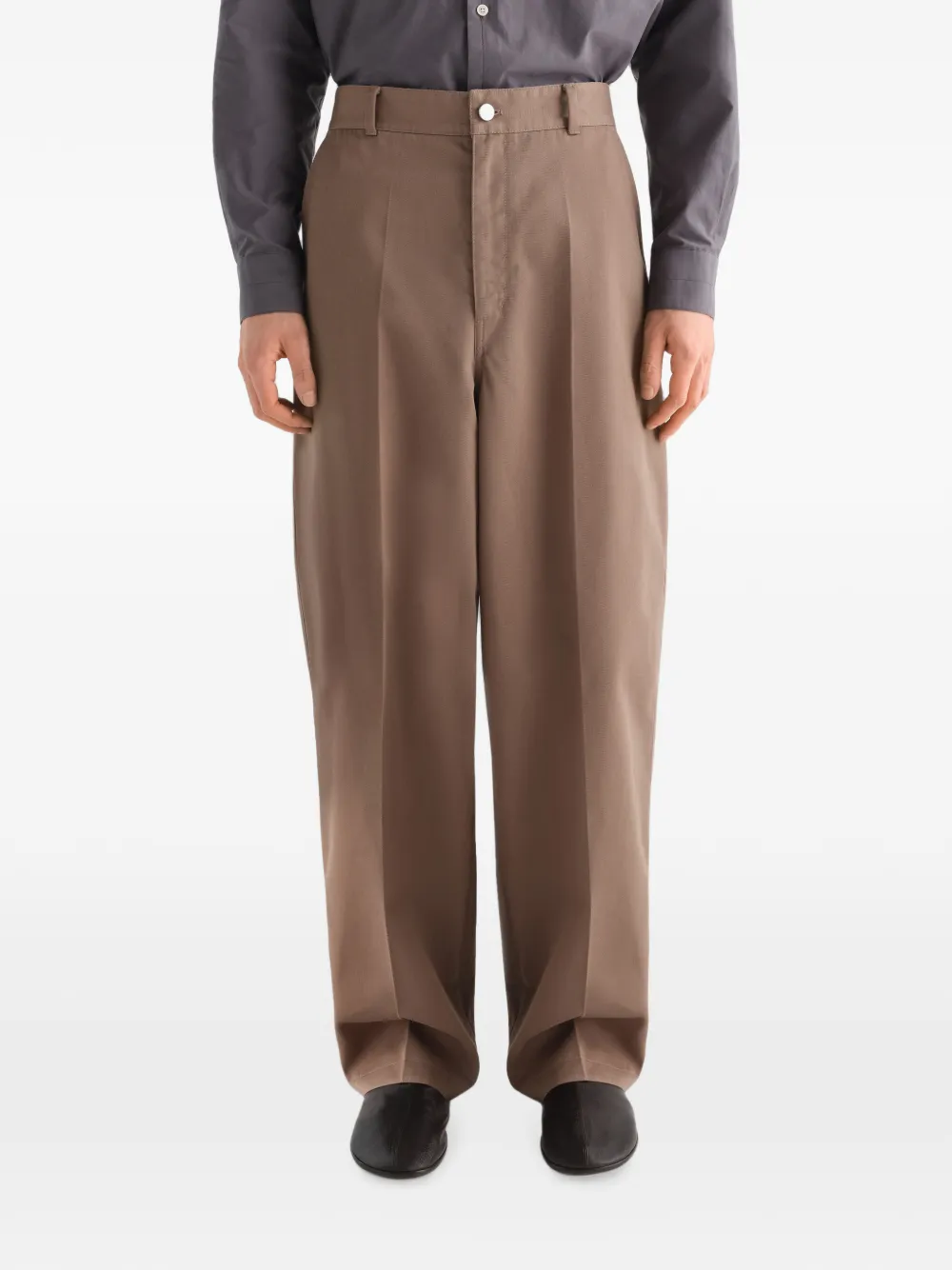 LEMAIRE Barrel twill broek van polykatoen Bruin