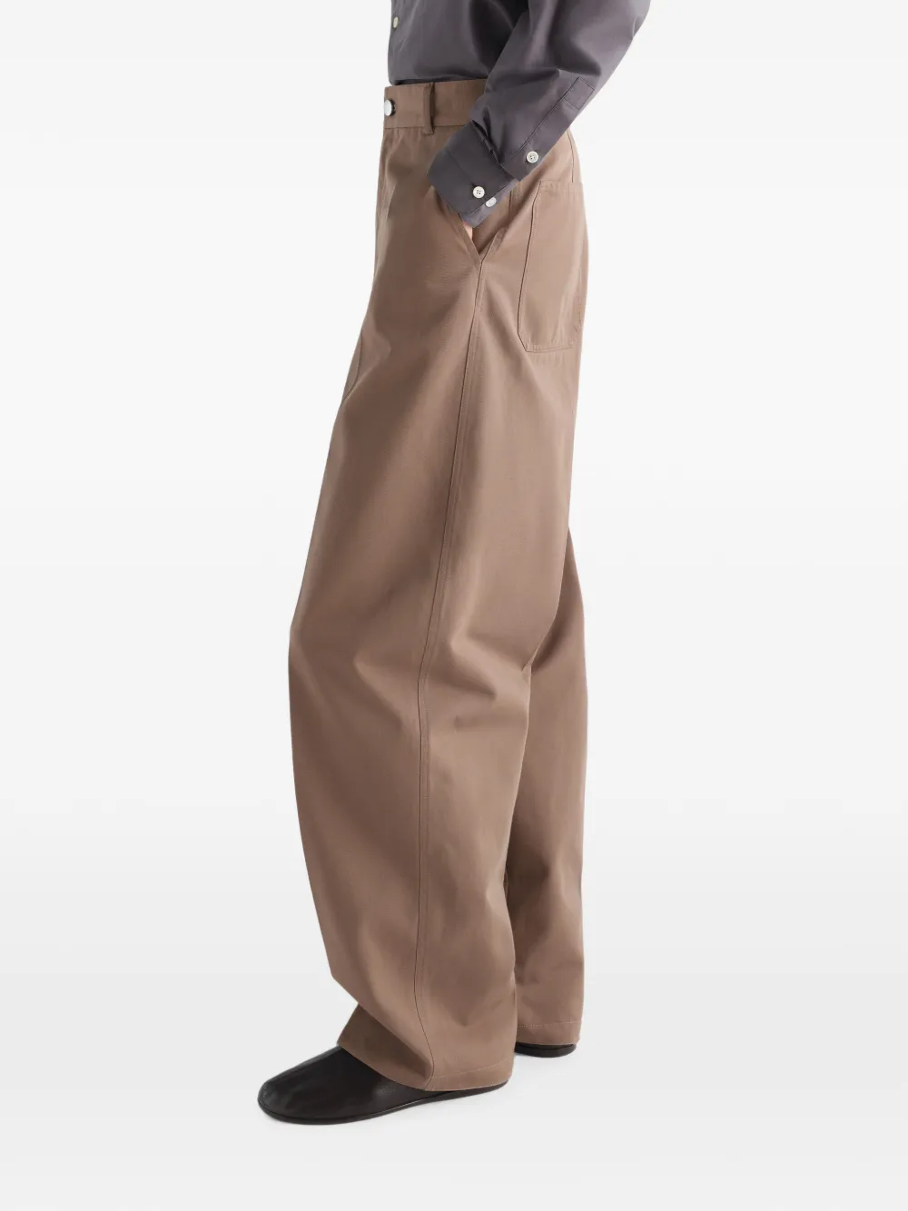 LEMAIRE Barrel twill broek van polykatoen Bruin