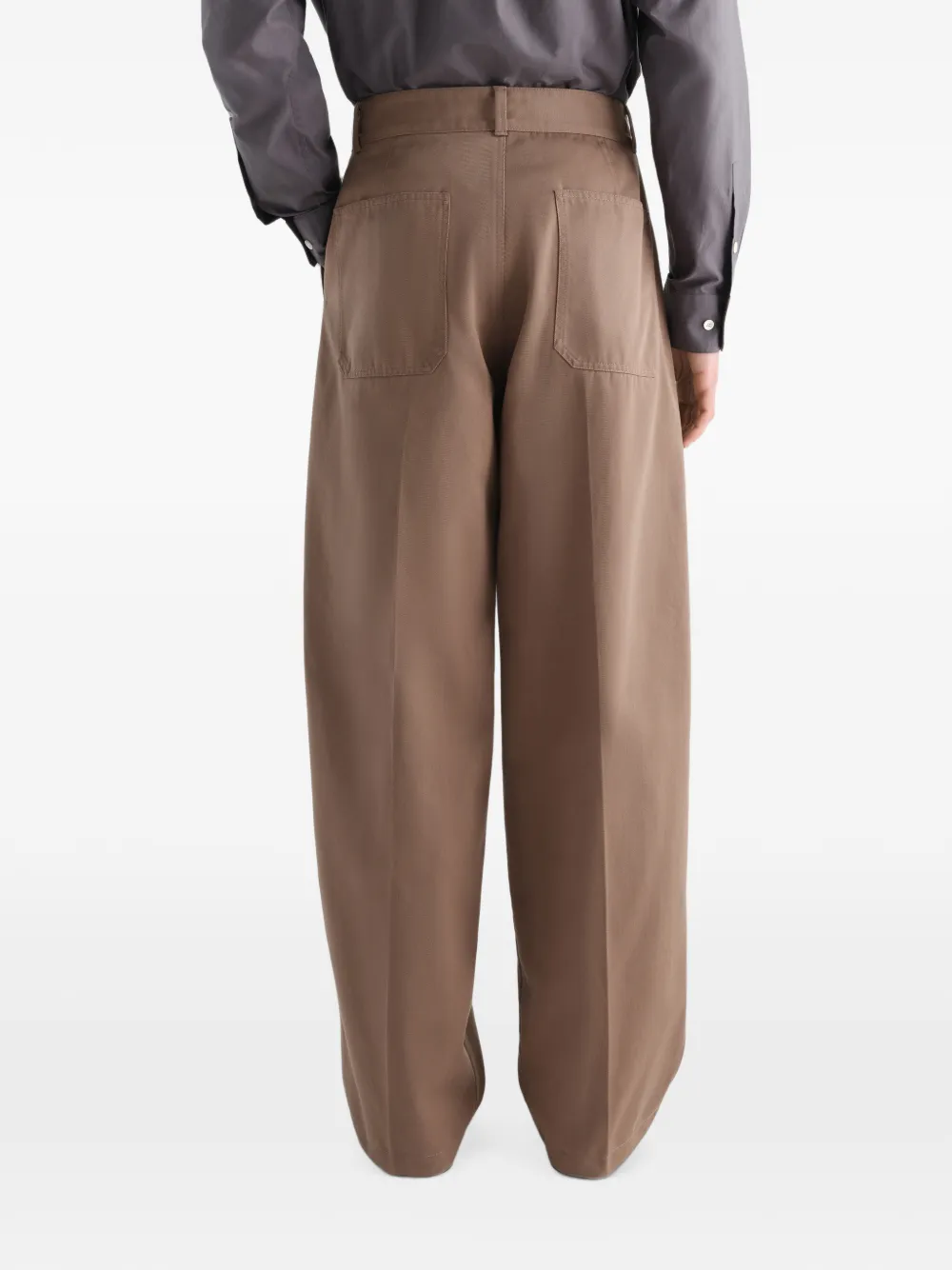 LEMAIRE Barrel twill broek van polykatoen Bruin