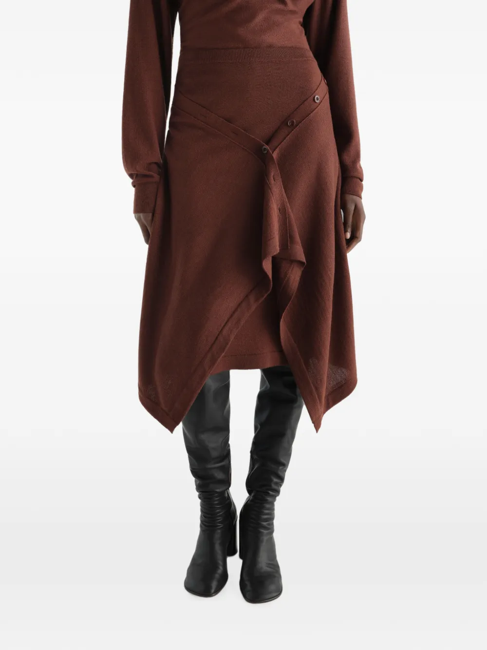 LEMAIRE Rok van merinowolblend met knopen Bruin