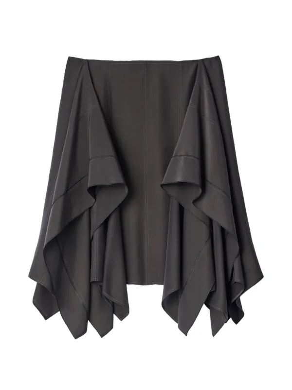 Lemaire Panelled Skirt in Silk and Viscose Cloth in Brown
