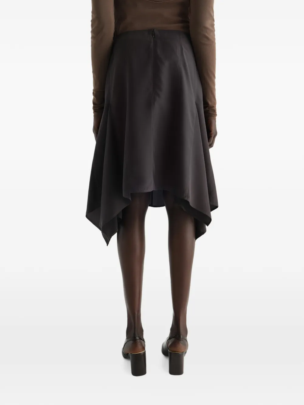 LEMAIRE Panelled Skirt in Silk and Viscose Cloth in Brown, view 5