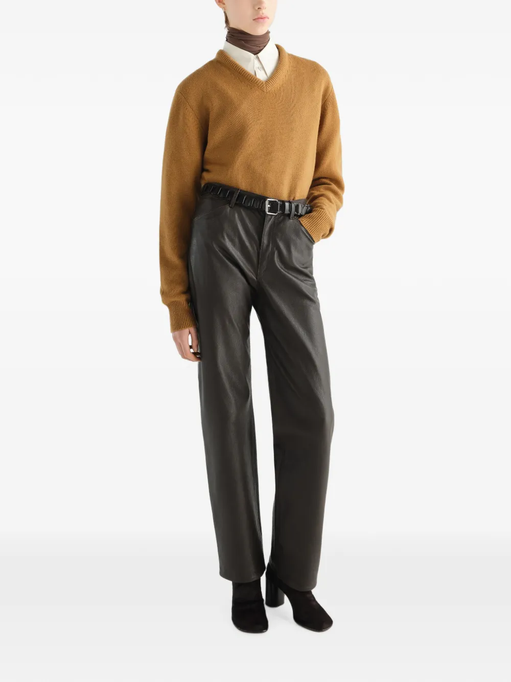 LEMAIRE Trui van kasjmier met V-hals Beige