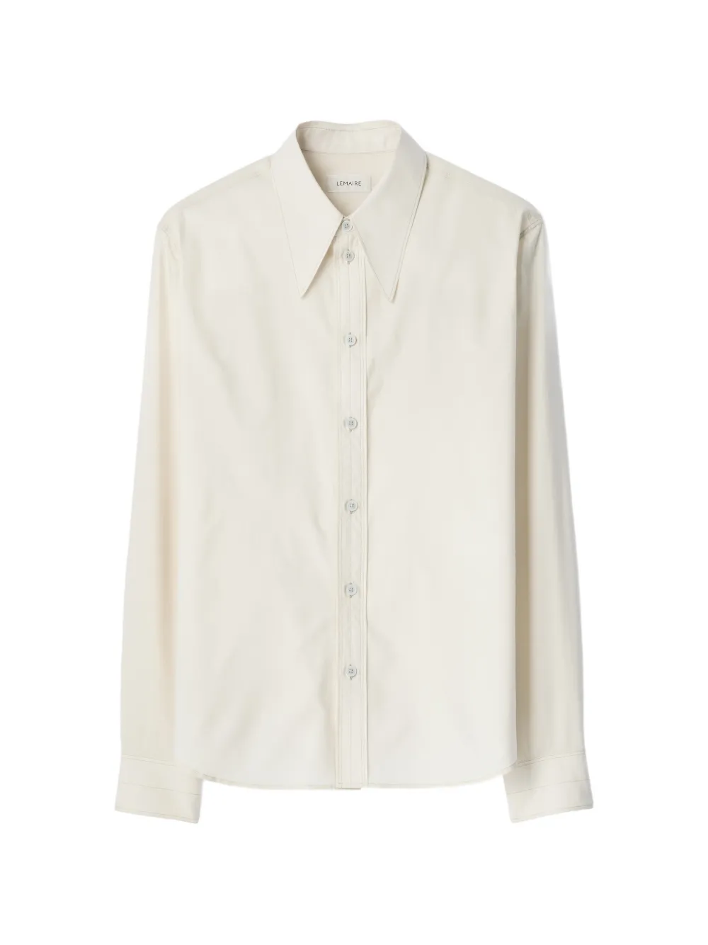 LEMAIRE pointed collar shirt in washed cotton silk - Neutrals