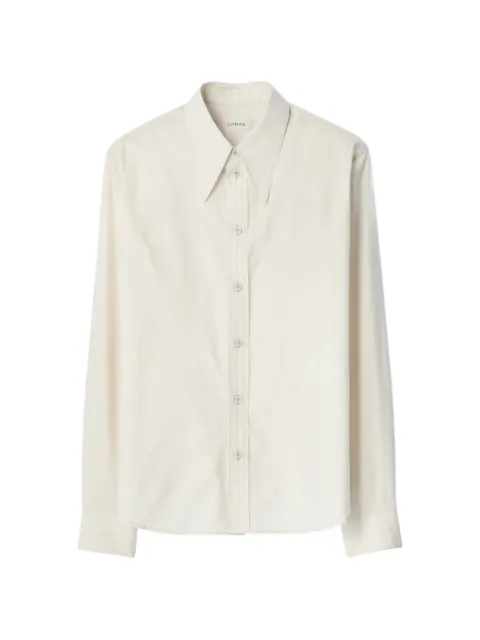 LEMAIRE camisa de seda y algodón con cuello de pico