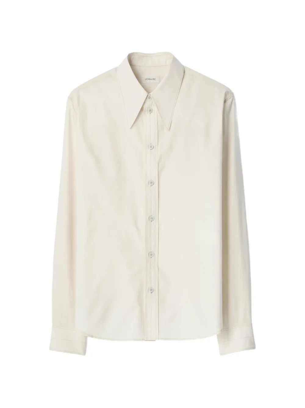 LEMAIRE Blouse met puntige kraag van katoenen-zijdeblend Beige