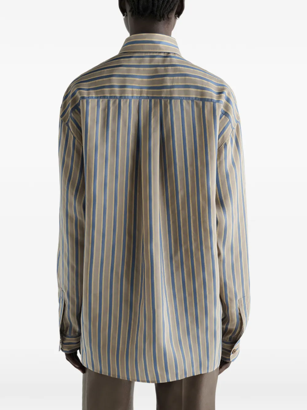 LEMAIRE Shirt met verstelbare kraag en glanzende gestreepte cupro Beige