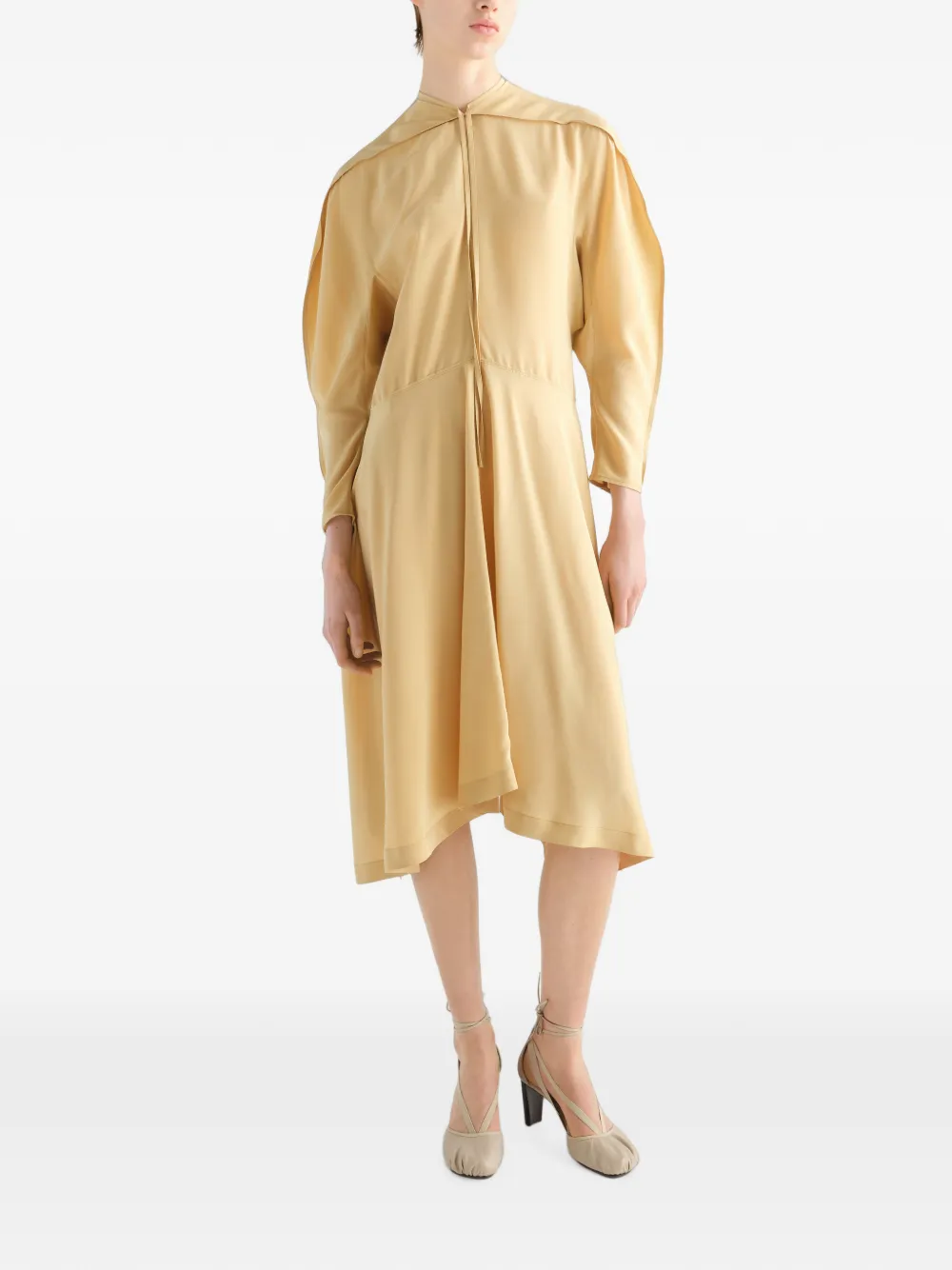 LEMAIRE midi-jurk van zijde en viscose Beige
