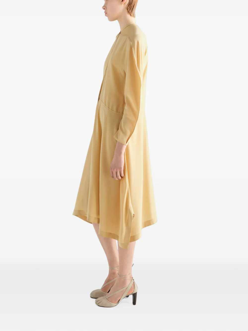 LEMAIRE midi-jurk van zijde en viscose Beige