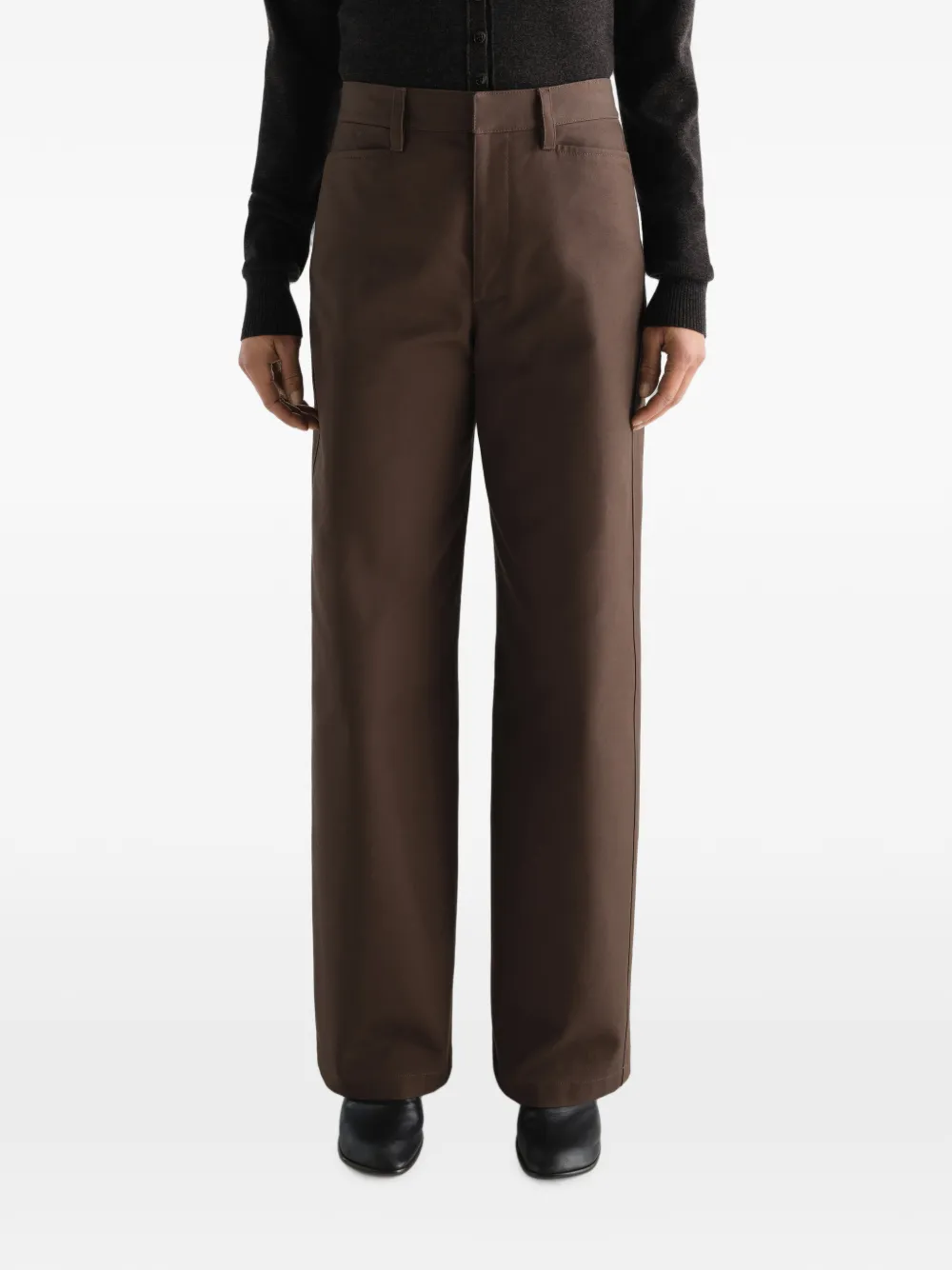 LEMAIRE Straight twill broek met katoenen print Bruin