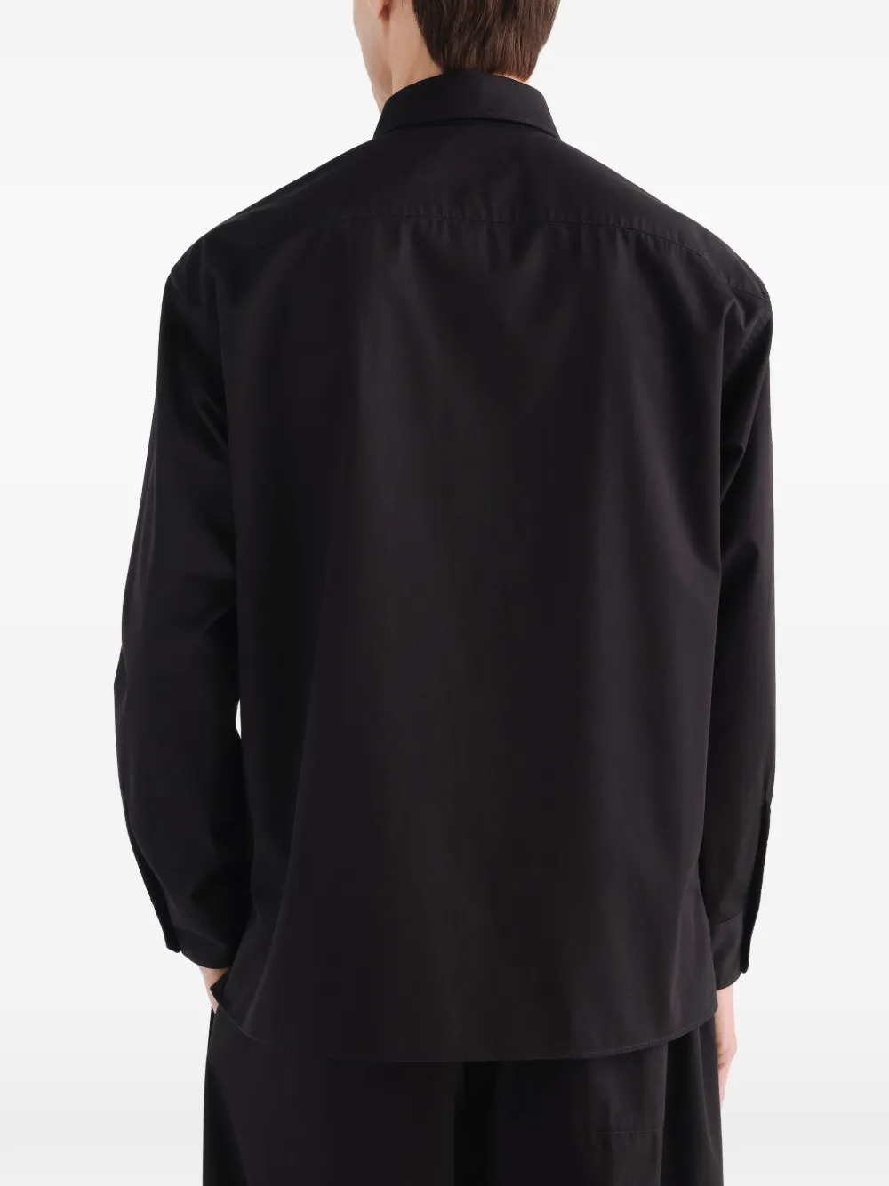 LEMAIRE Katoenen twill overhem met twee zakken Zwart