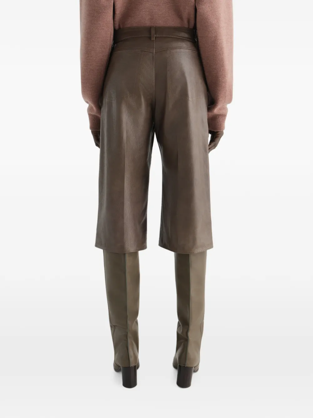 LEMAIRE Glanzende leren shorts Bruin
