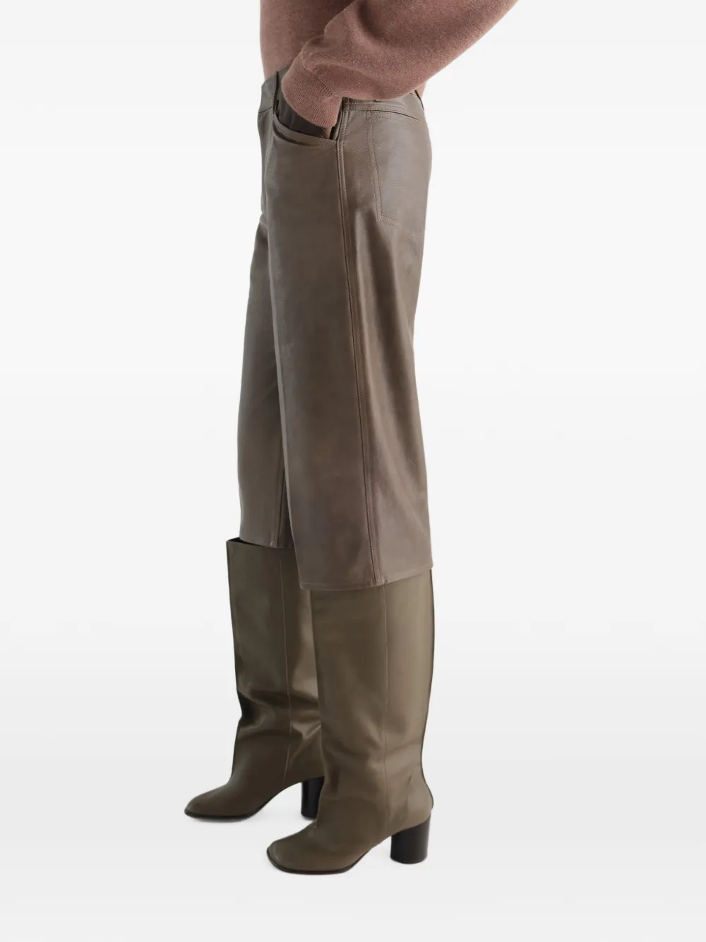 LEMAIRE Glanzende leren shorts Bruin