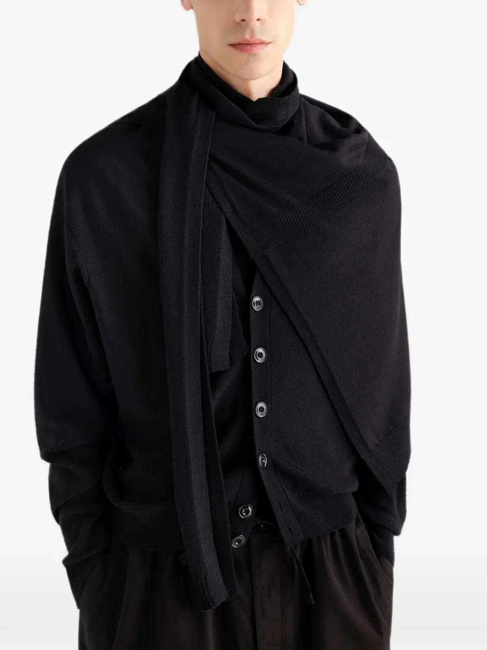 LEMAIRE Trompe L oeil scarf ルメール スカーフ LEMAIRE Trompe L'oeil Scarf In Merino Blend | Black | FARFETCH