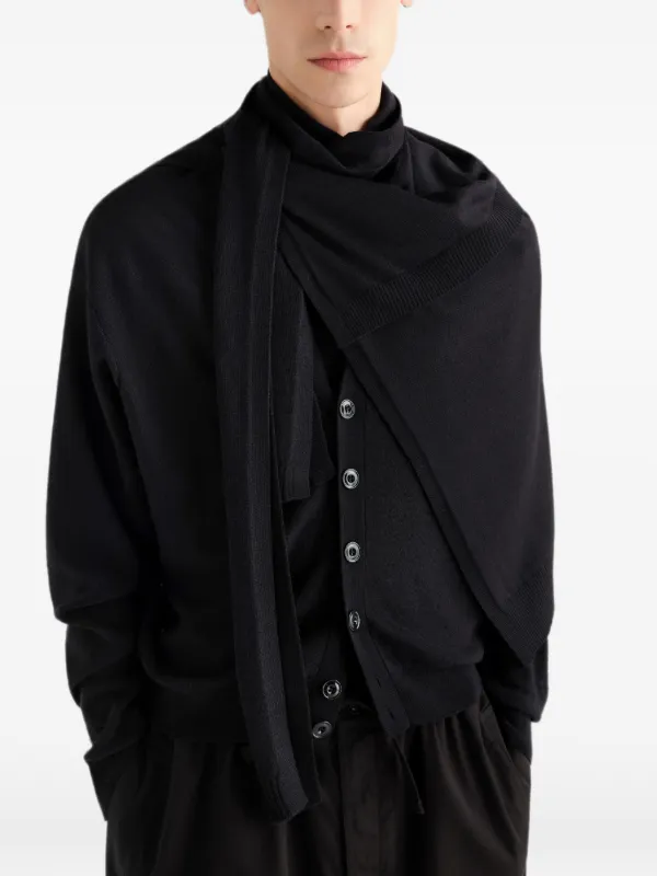LEMAIRE Trompe L oeil scarf ルメール スカーフ LEMAIRE Trompe L'oeil Scarf In Merino Blend | Black | FARFETCH
