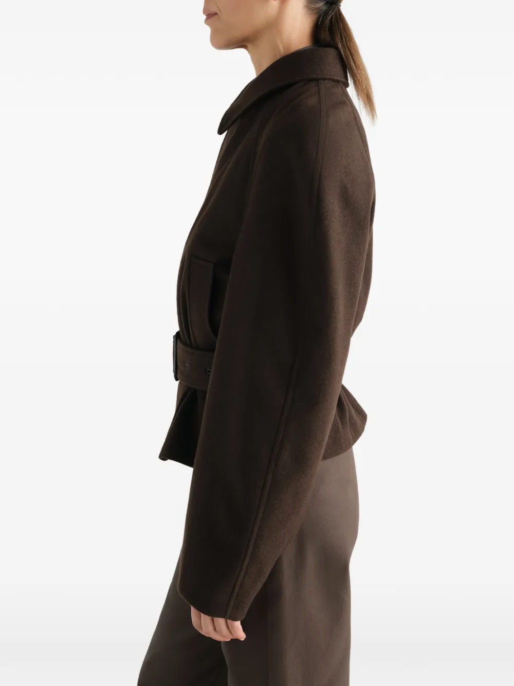 LEMAIRE Wollen en katoenen-twill jas met ceintuur Bruin